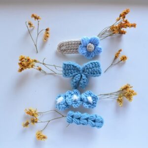 Комплект от 4 плетени шноли за коса / Sky Blue